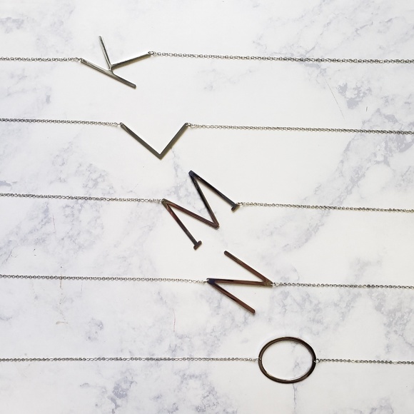 Monogram A-Z Block Letter Pendant Necklace Silver - Picture 4 of 7